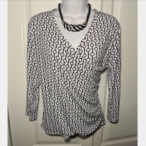 Black and white wrap top